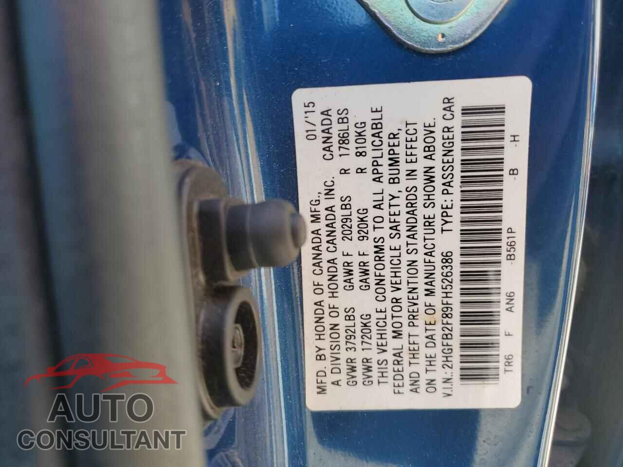 HONDA CIVIC 2015 - 2HGFB2F89FH526386