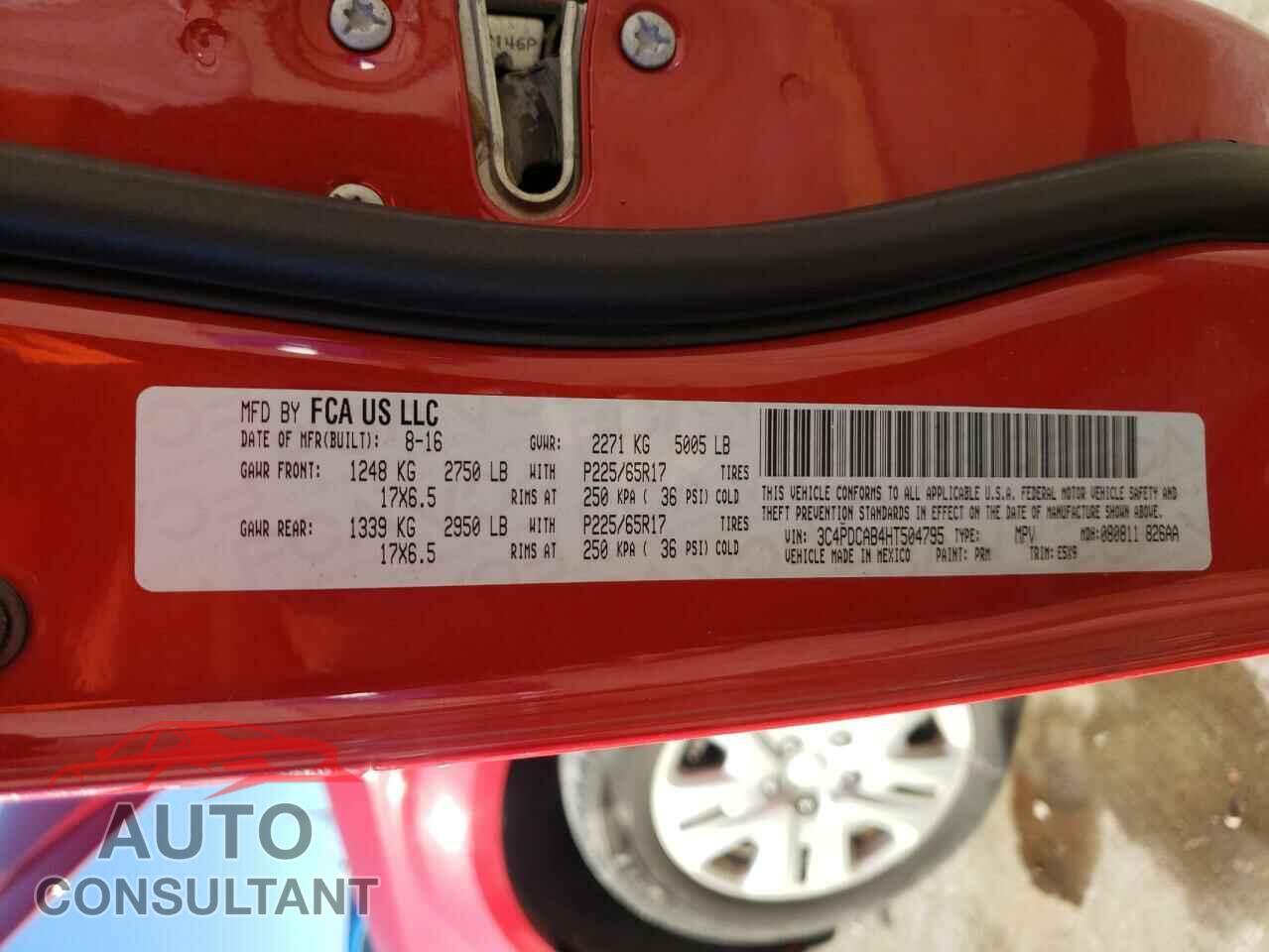 DODGE JOURNEY 2017 - 3C4PDCAB4HT504795