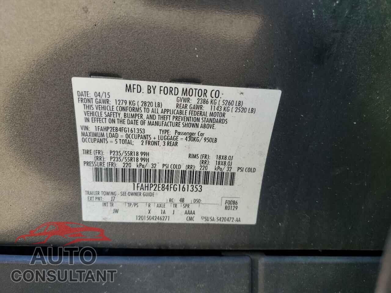 FORD TAURUS 2015 - 1FAHP2E84FG161353