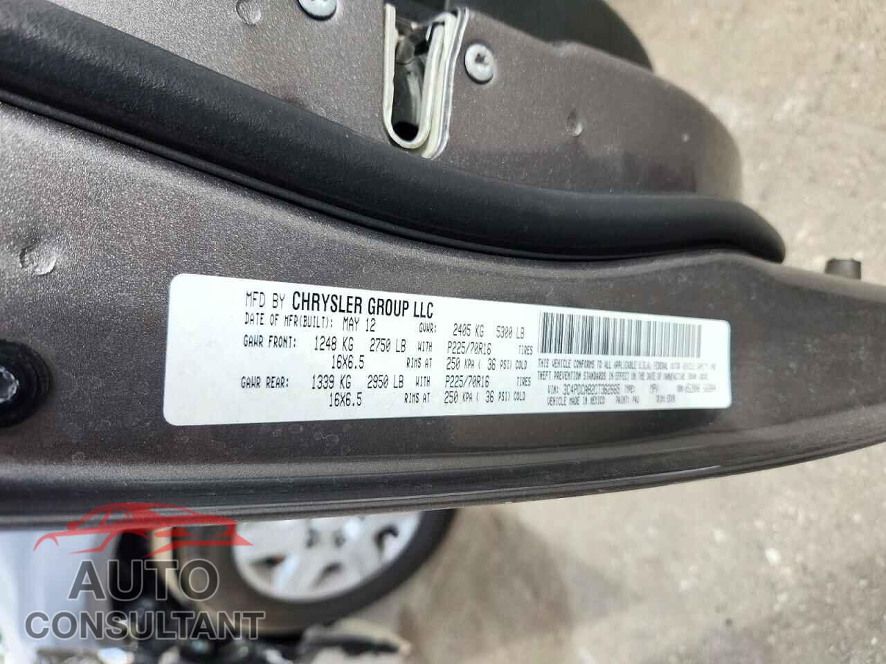 DODGE JOURNEY 2012 - 3C4PDCAB2CT362665