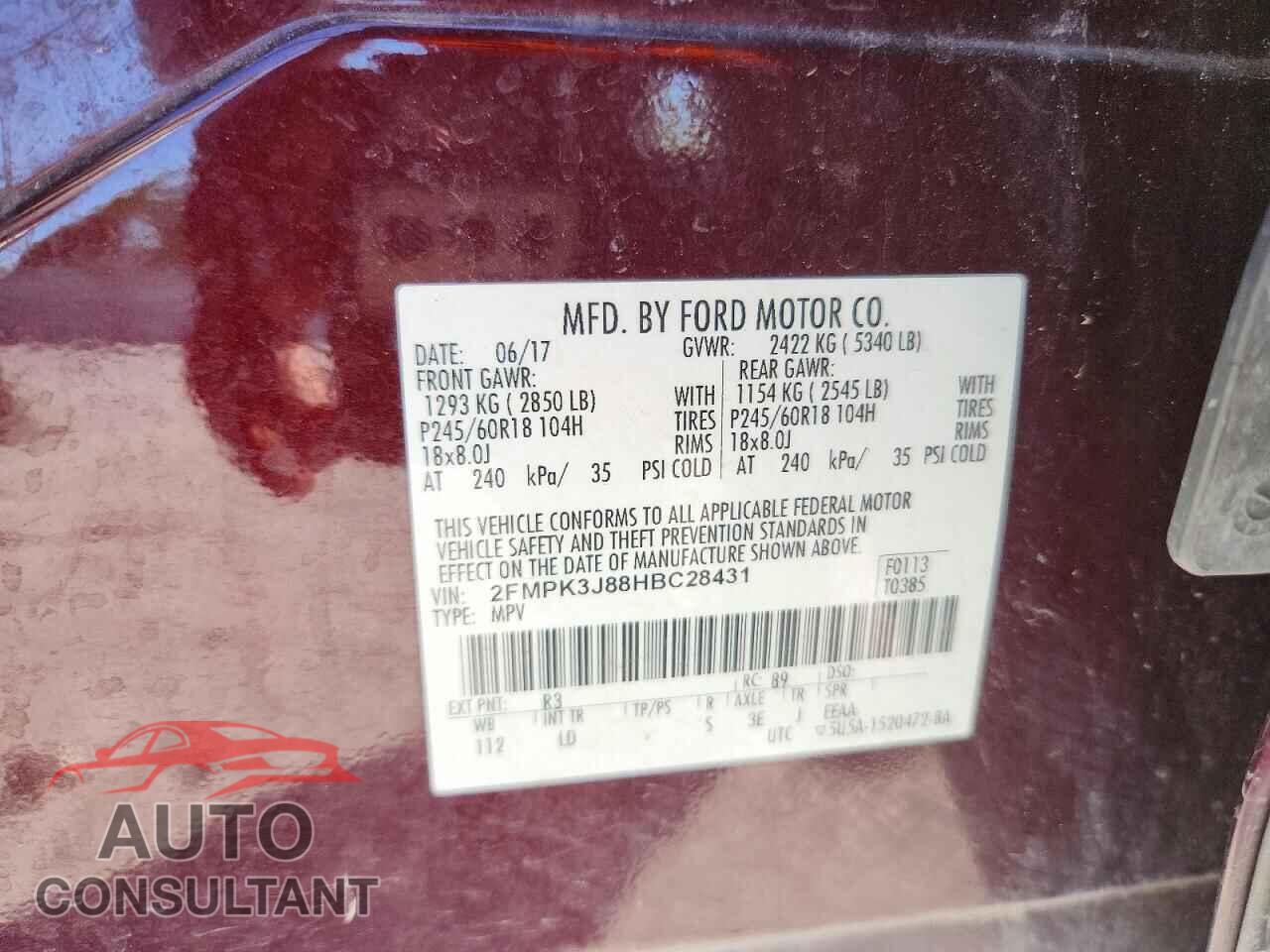 FORD EDGE 2017 - 2FMPK3J88HBC28431