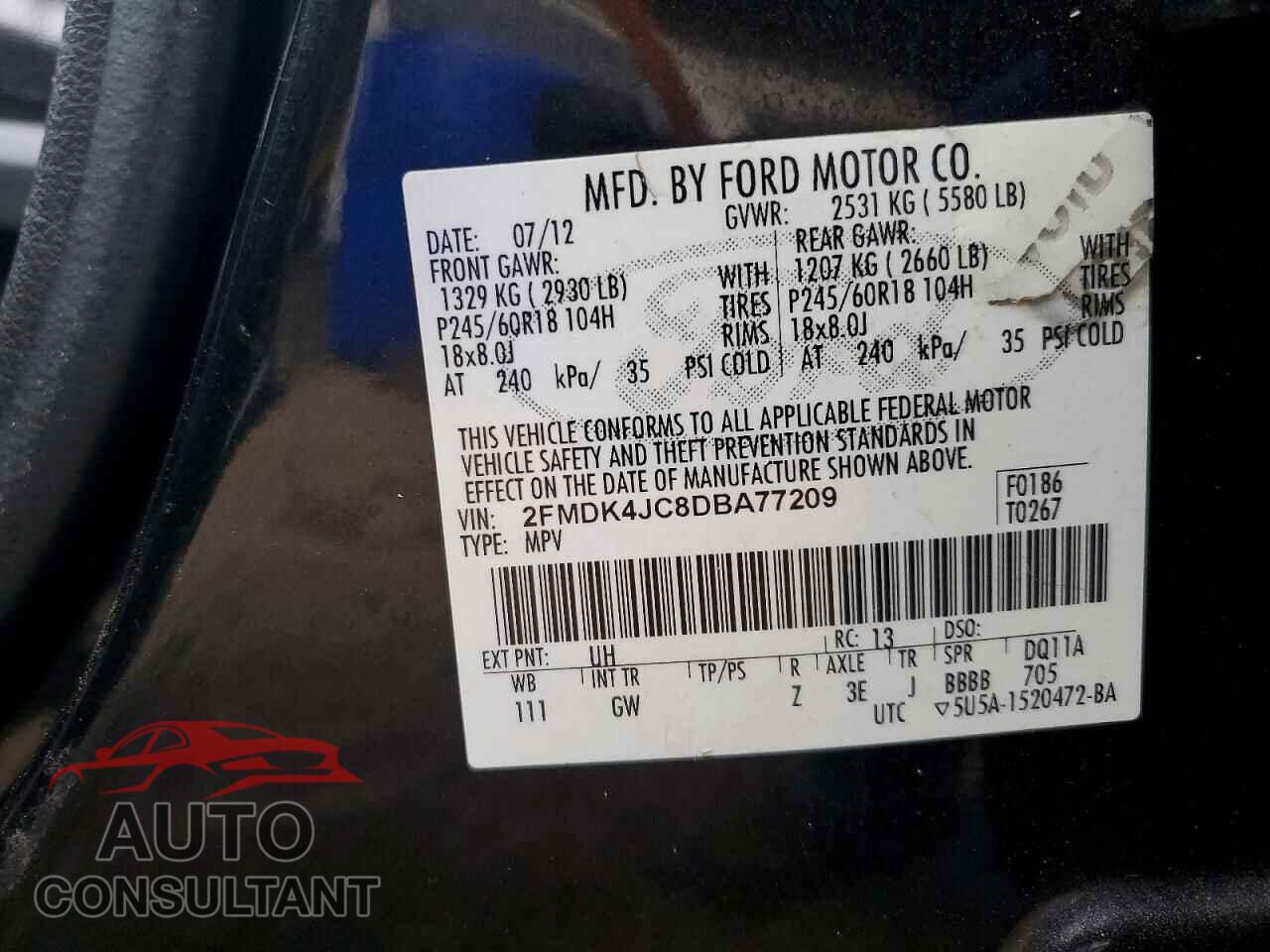 FORD EDGE 2013 - 2FMDK4JC8DBA77209