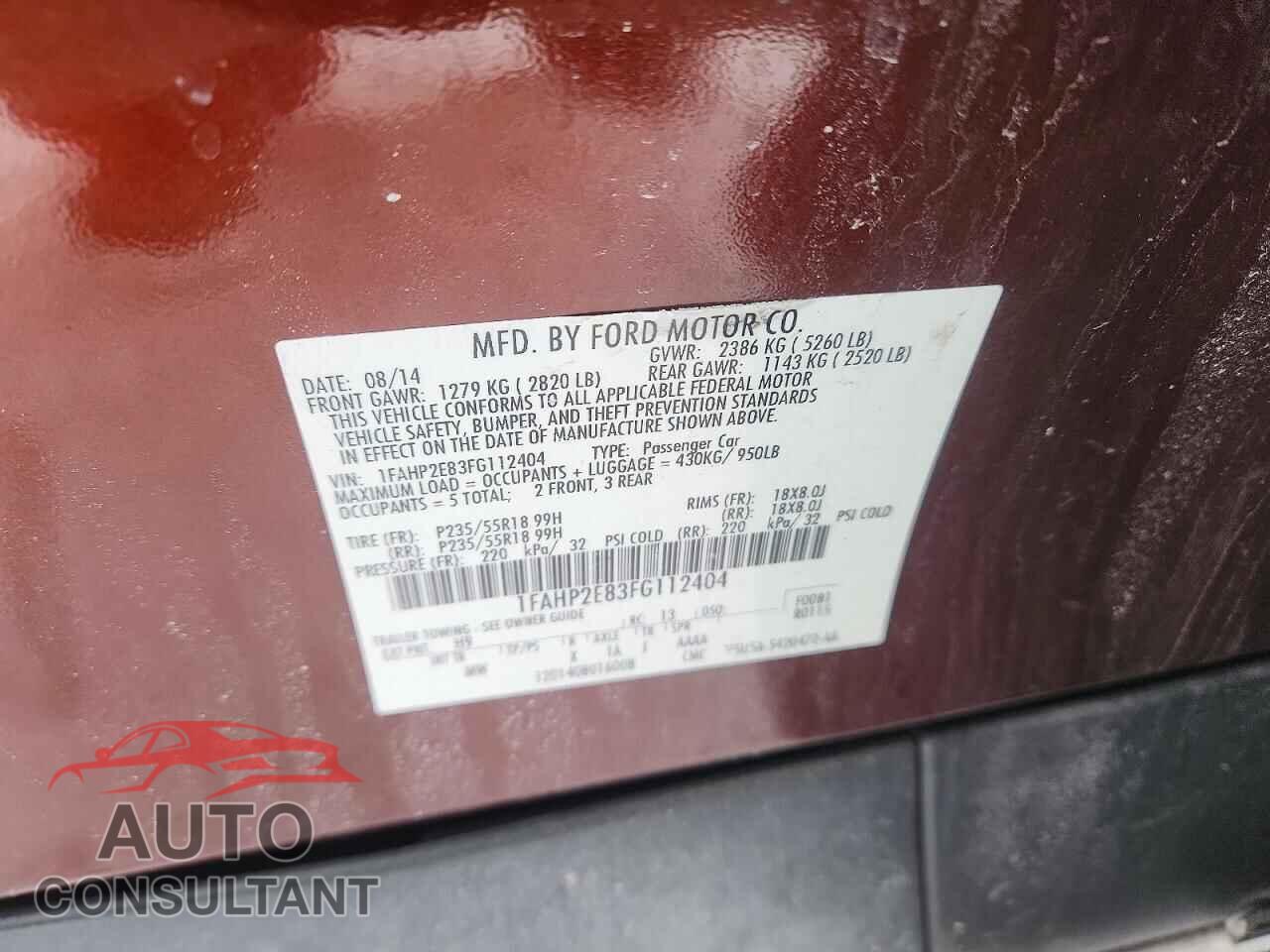 FORD TAURUS 2015 - 1FAHP2E83FG112404
