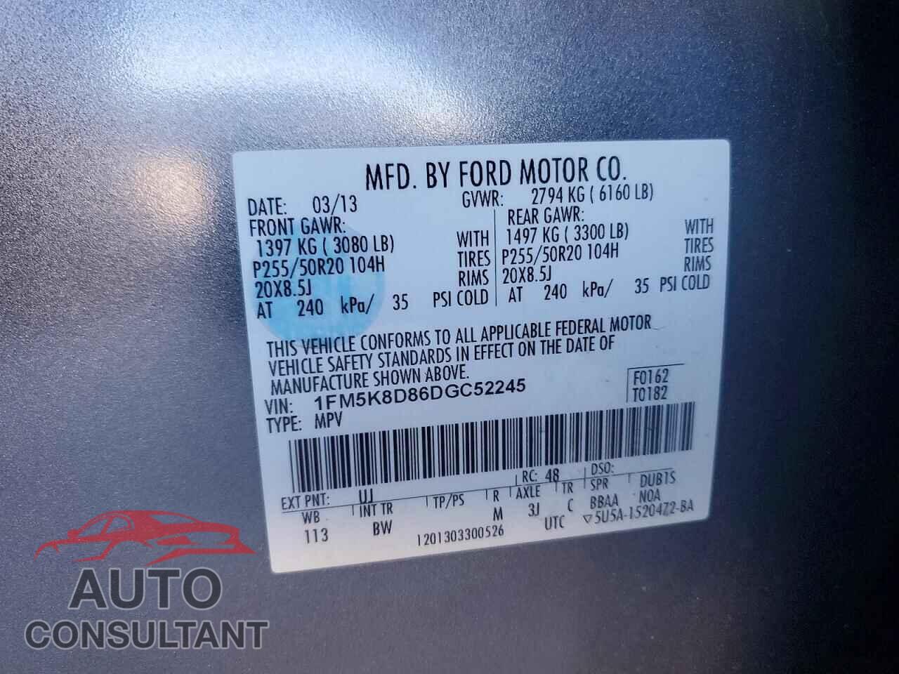 FORD EXPLORER 2013 - 1FM5K8D86DGC52245
