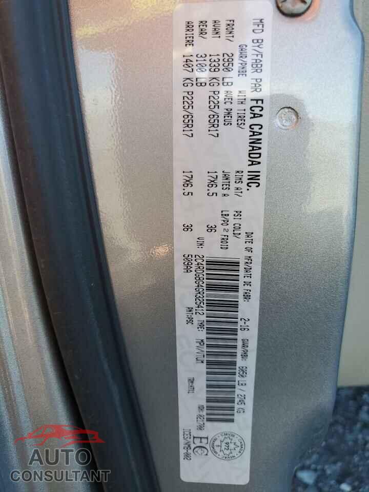DODGE CARAVAN 2016 - 2C4RDGBG4GR325412