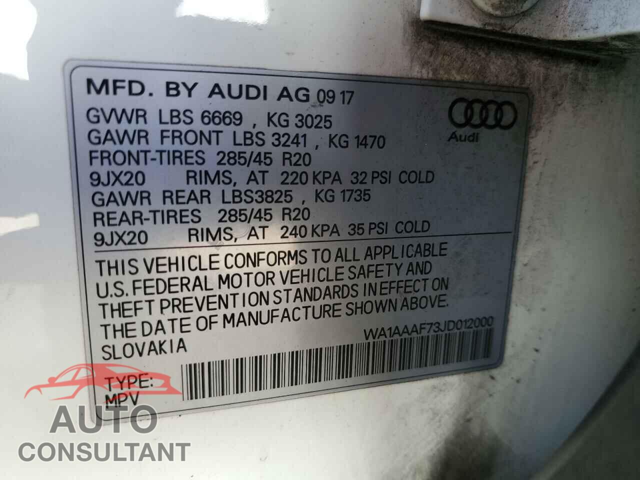 AUDI Q7 2018 - WA1AAAF73JD012000