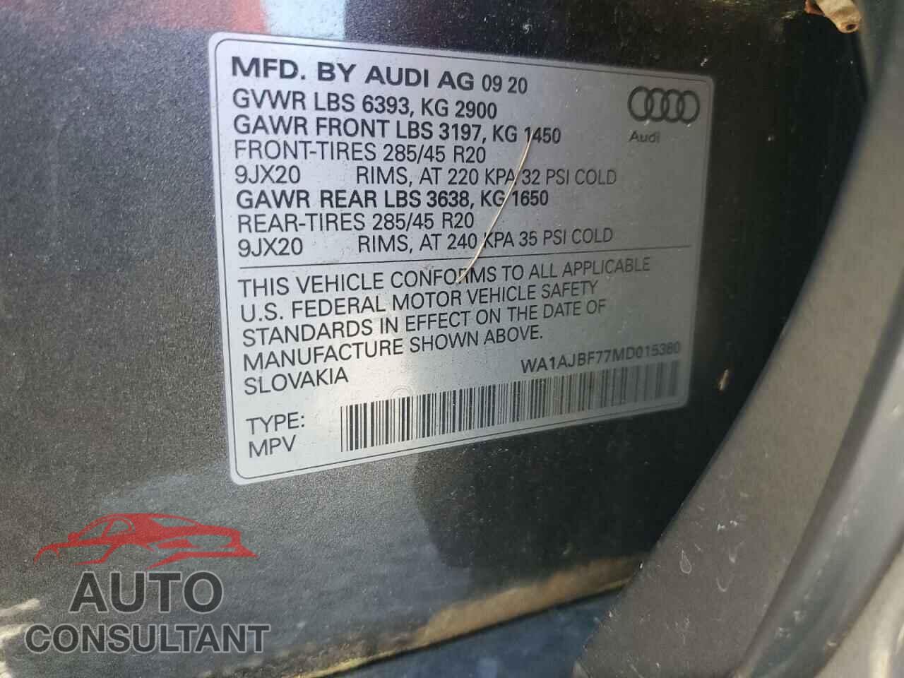AUDI Q7 2021 - WA1AJBF77MD015380