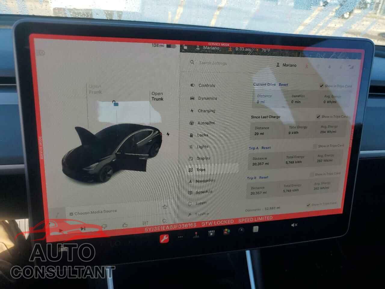 TESLA MODEL 3 2018 - 5YJ3E1EA6JF036168