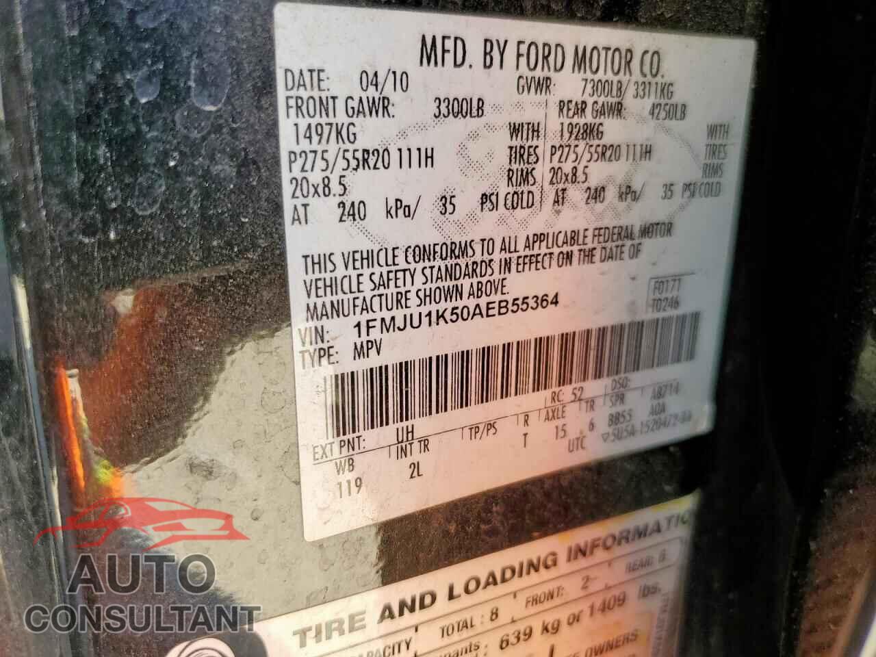 FORD EXPEDITION 2010 - 1FMJU1K50AEB55364