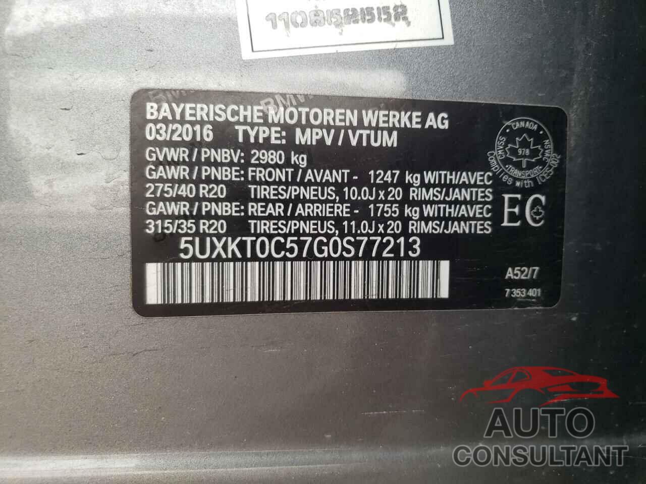 BMW X5 2016 - 5UXKT0C57G0S77213
