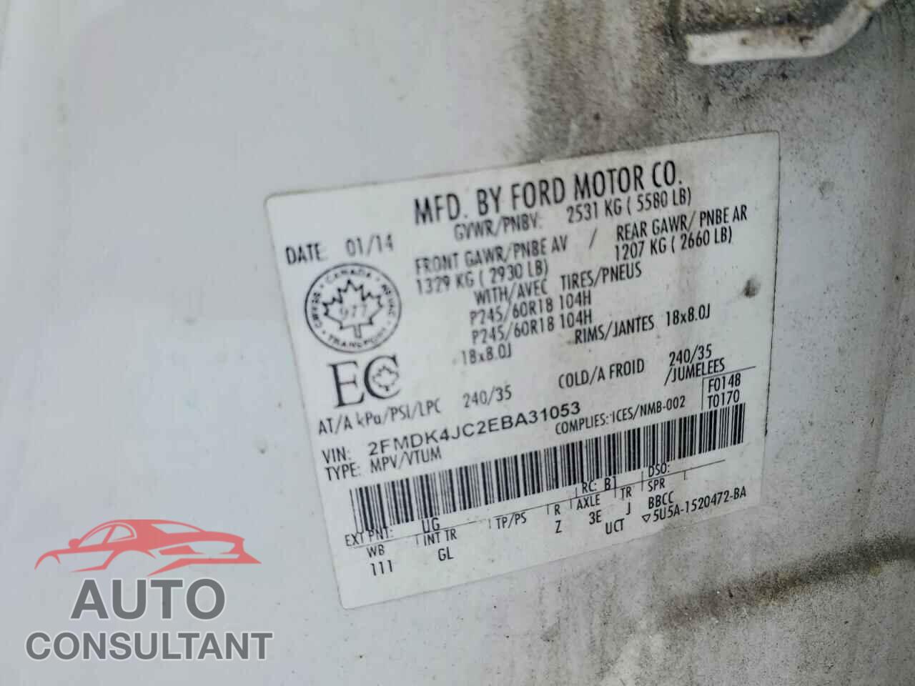 FORD EDGE 2014 - 2FMDK4JC2EBA31053