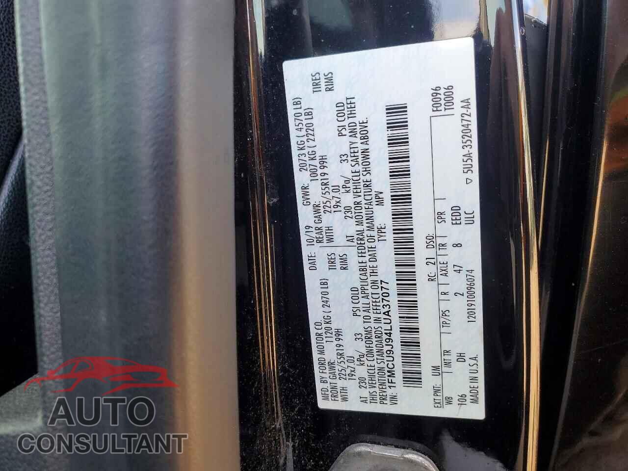 FORD ESCAPE 2020 - 1FMCU9J94LUA37077