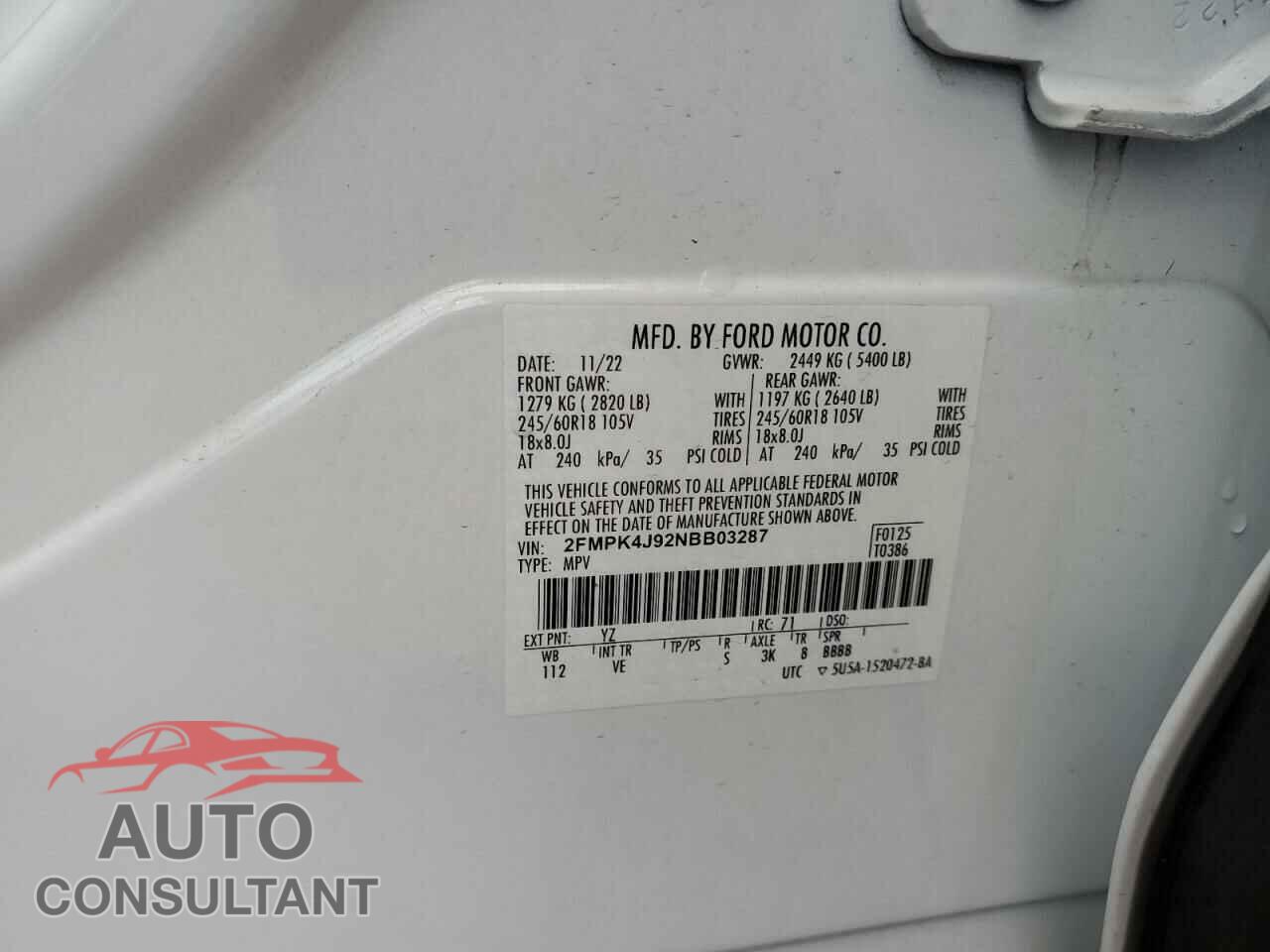 FORD EDGE 2022 - 2FMPK4J92NBB03287