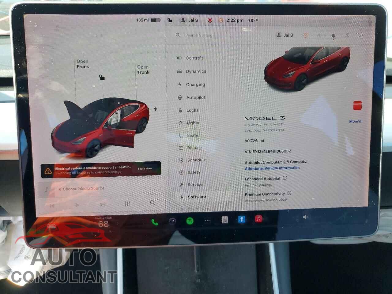TESLA MODEL 3 2018 - 5YJ3E1EB4JF085832