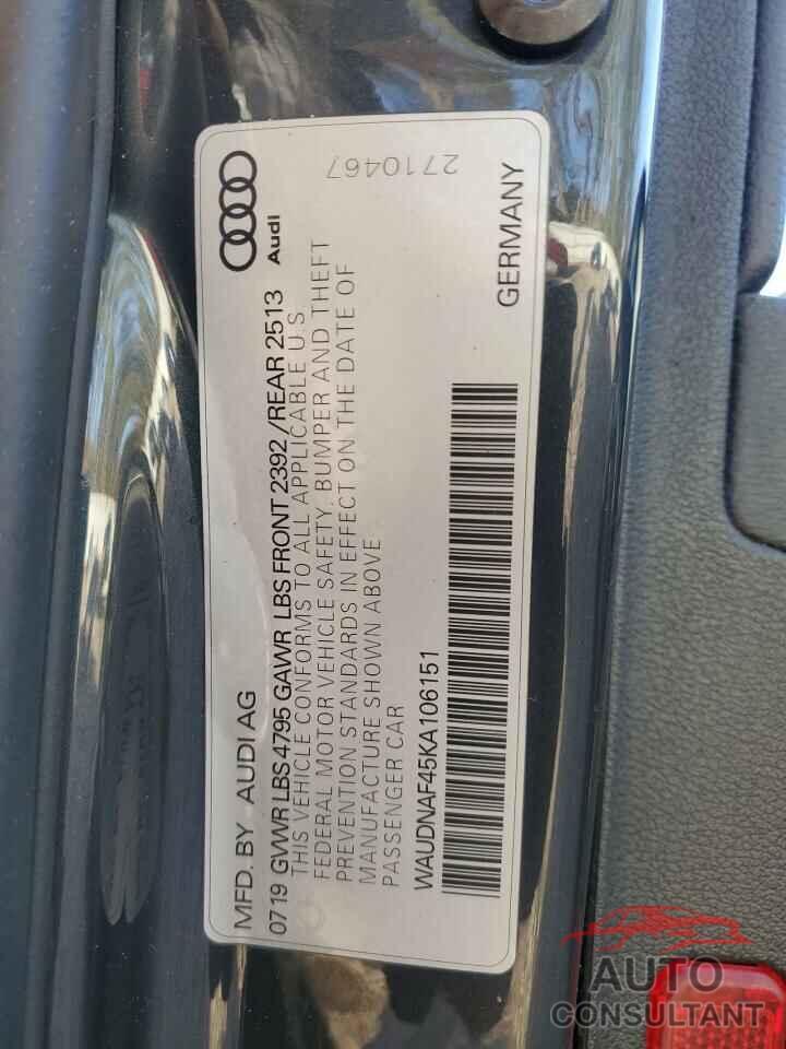 AUDI A4 2019 - WAUDNAF45KA106151