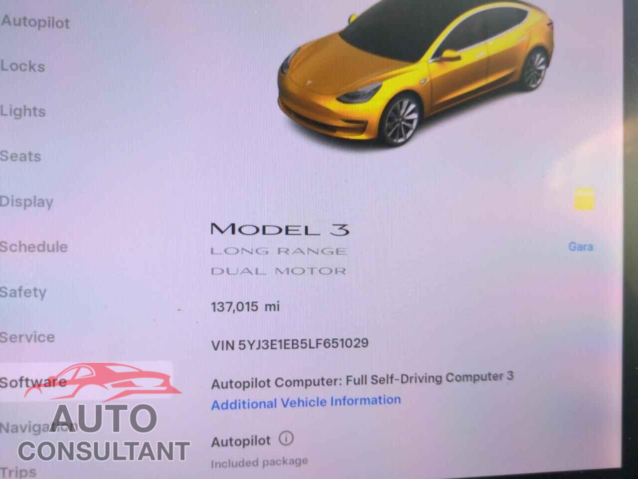 TESLA MODEL 3 2020 - 5YJ3E1EB5LF651029