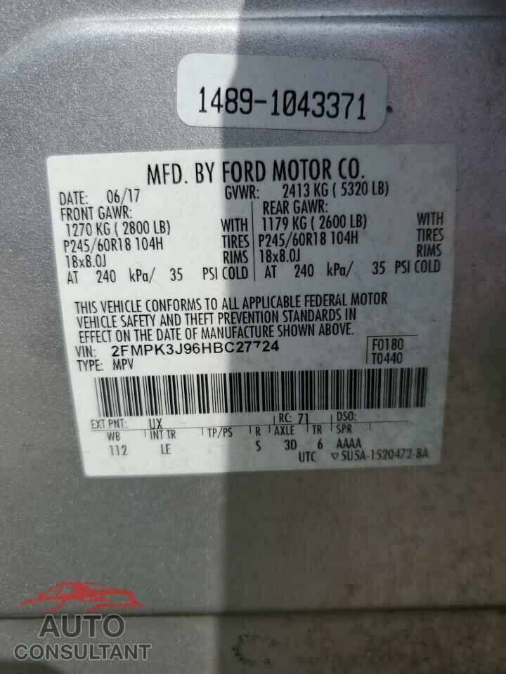 FORD EDGE 2017 - 2FMPK3J96HBC27724