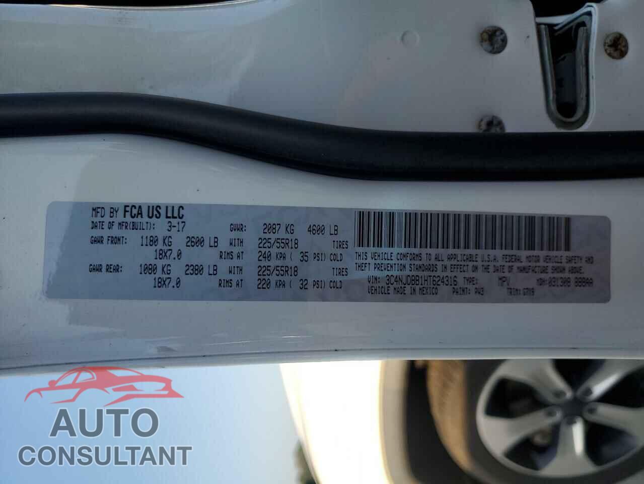 JEEP COMPASS 2017 - 3C4NJDBB1HT624316