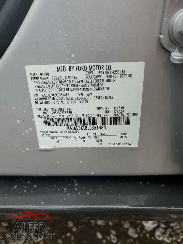 FORD ECOSPORT 2020 - MAJ6S3KL8LC351485