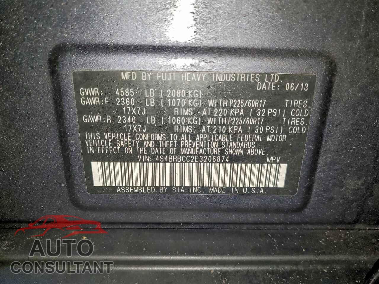 SUBARU OUTBACK 2014 - 4S4BRBCC2E3206874