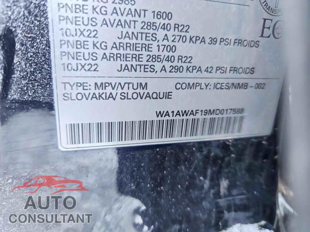 AUDI SQ8 2021 - WA1AWAF19MD017588