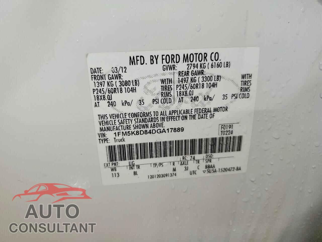 FORD EXPLORER 2013 - 1FM5K8D84DGA17889