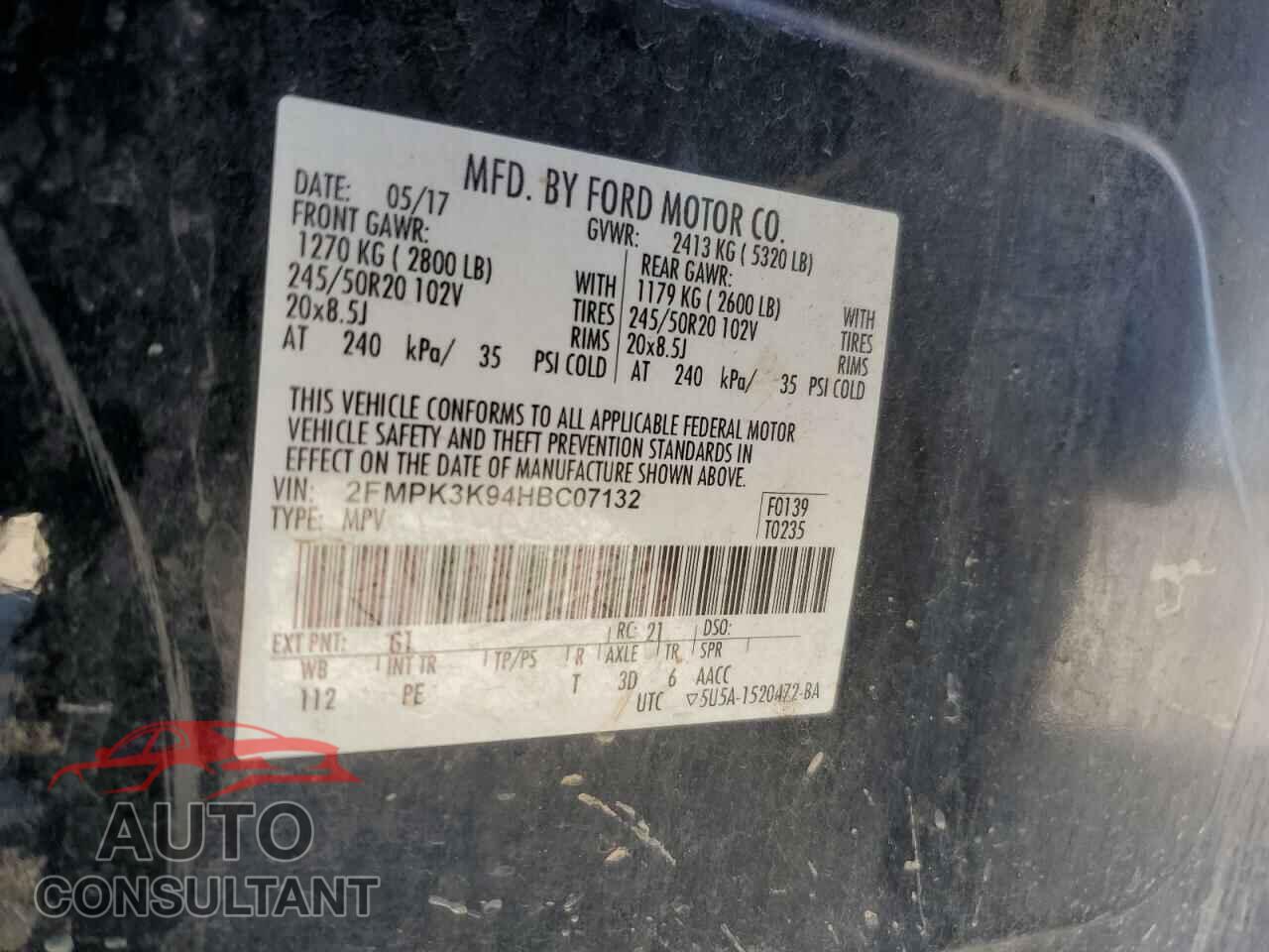 FORD EDGE 2017 - 2FMPK3K94HBC07132