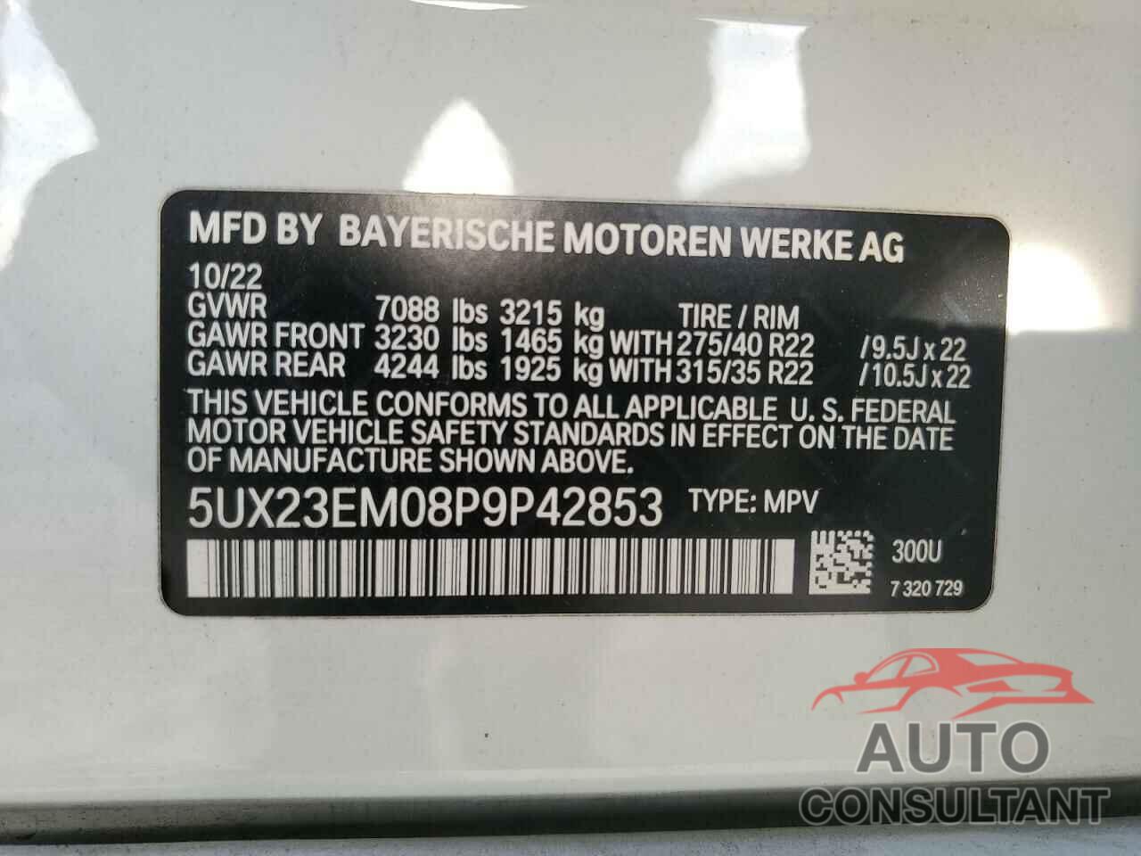 BMW X7 2023 - 5UX23EM08P9P42853