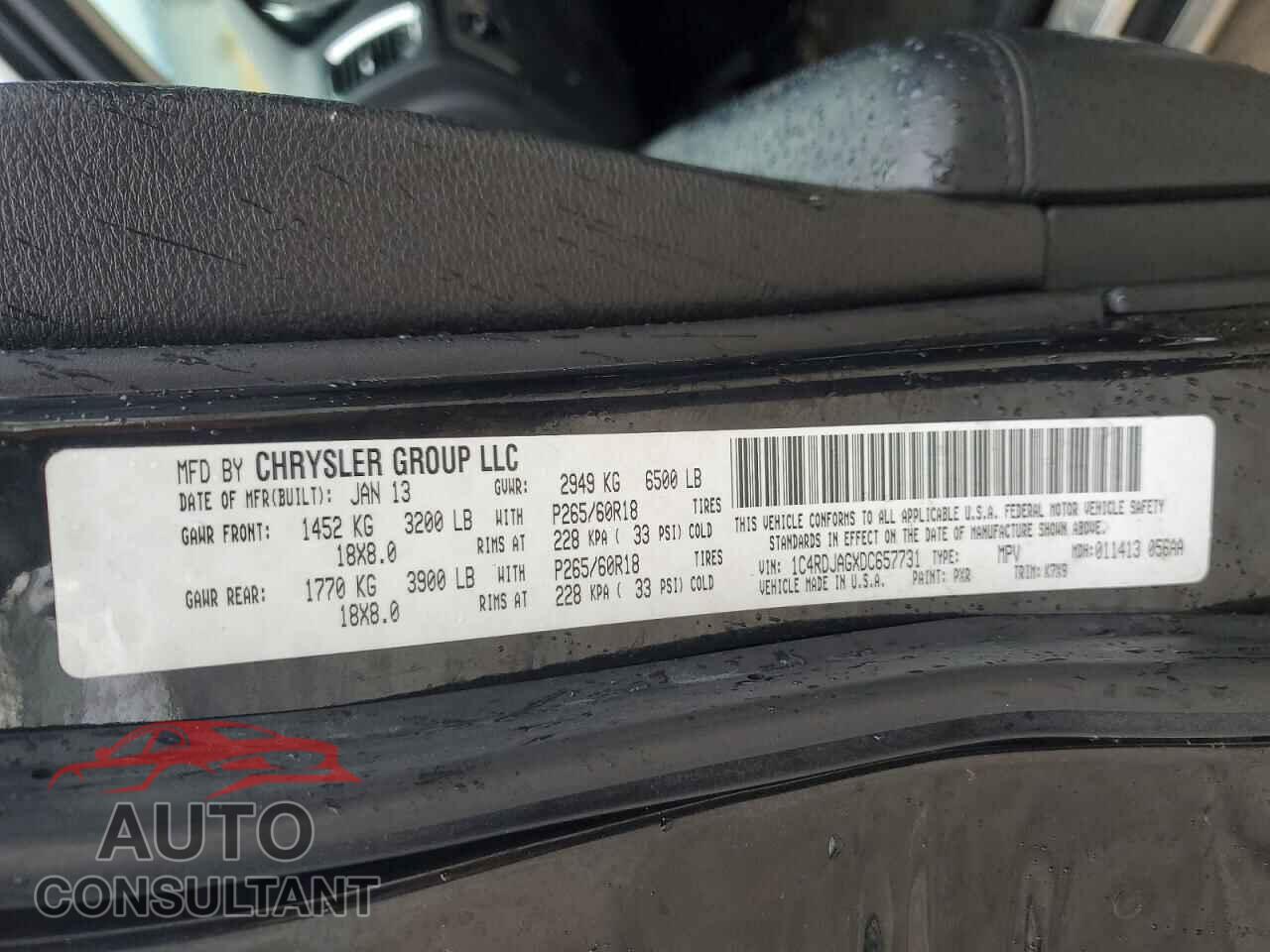 DODGE DURANGO 2013 - 1C4RDJAGXDC657731