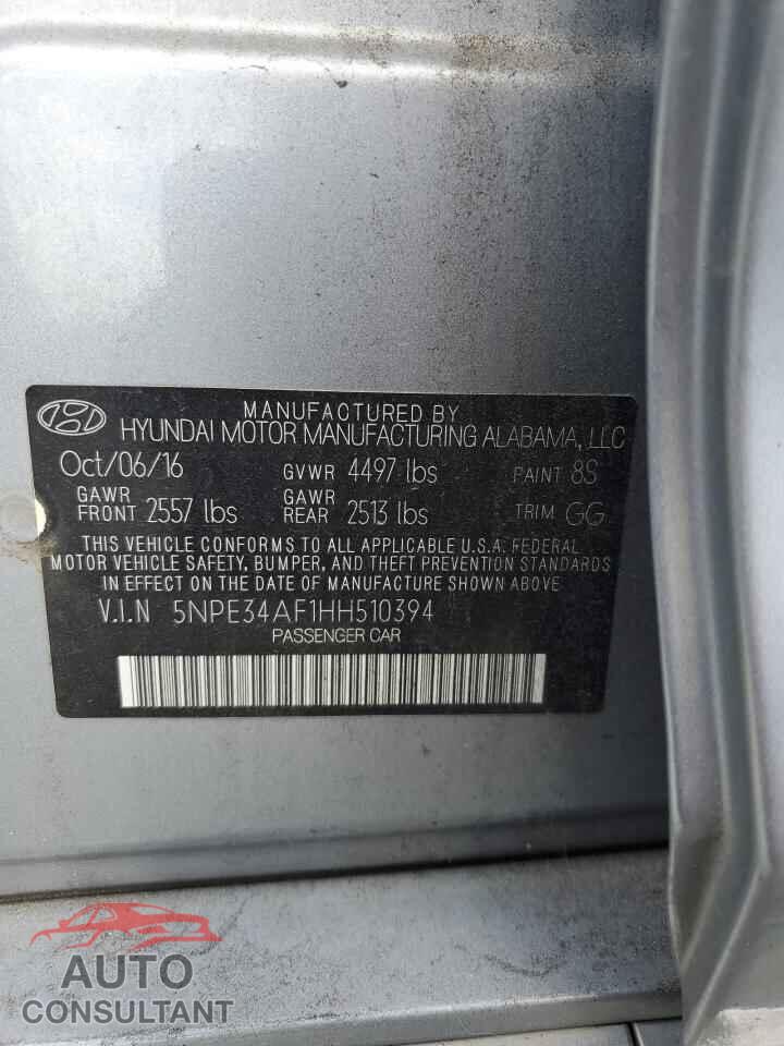 HYUNDAI SONATA 2017 - 5NPE34AF1HH510394