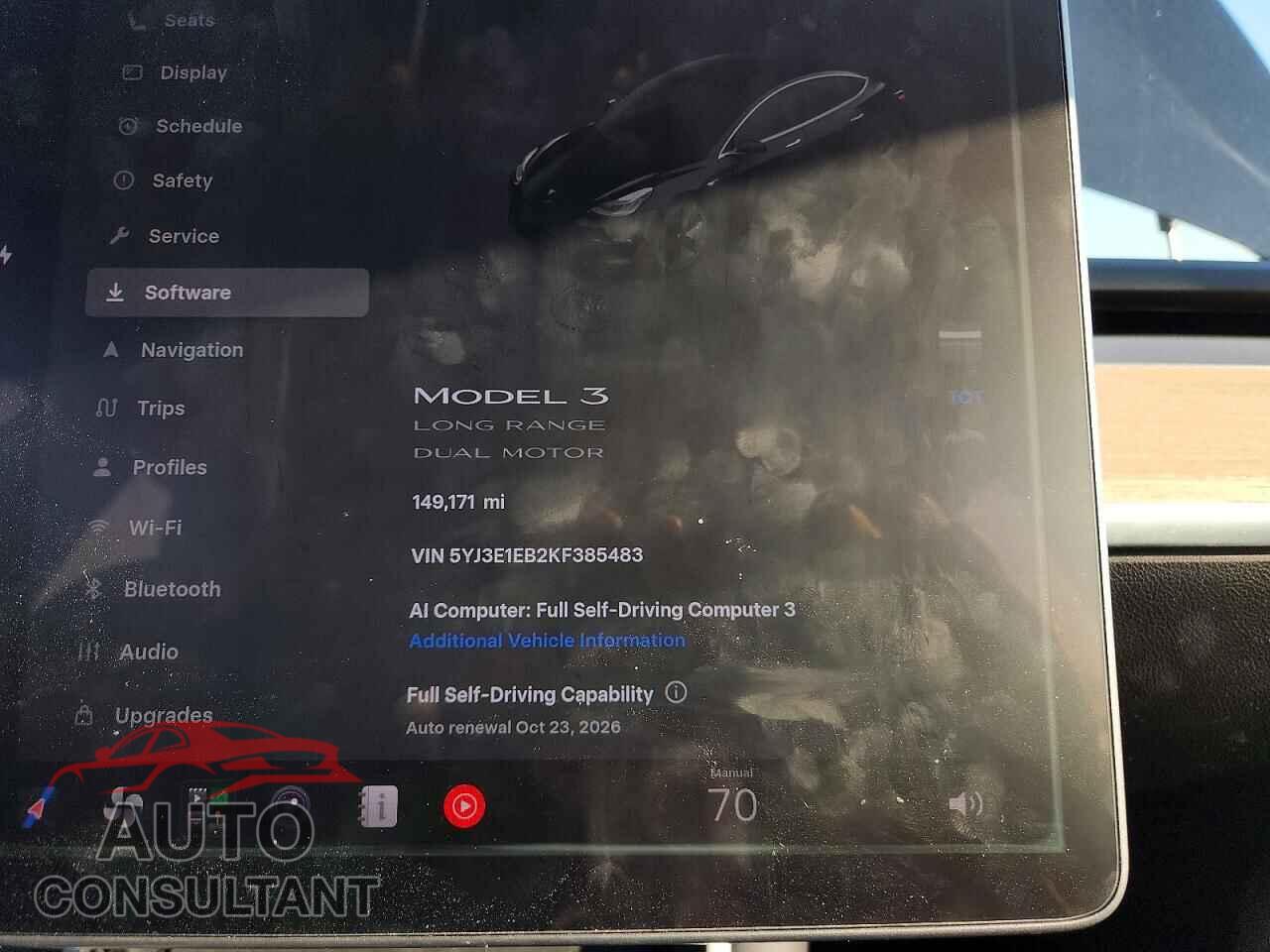 TESLA MODEL 3 2019 - 5YJ3E1EB2KF385483
