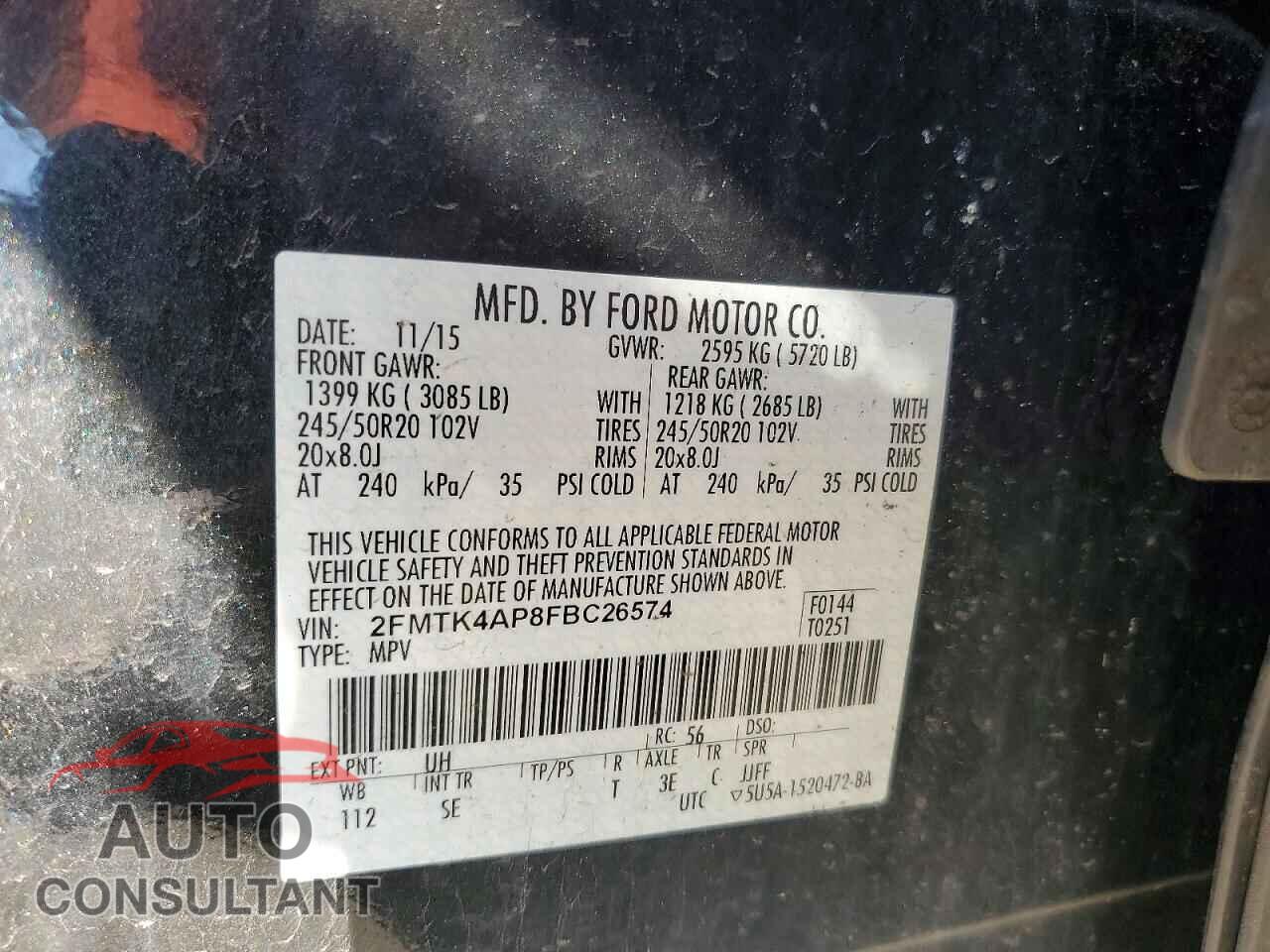 FORD EDGE 2015 - 2FMTK4AP8FBC26574