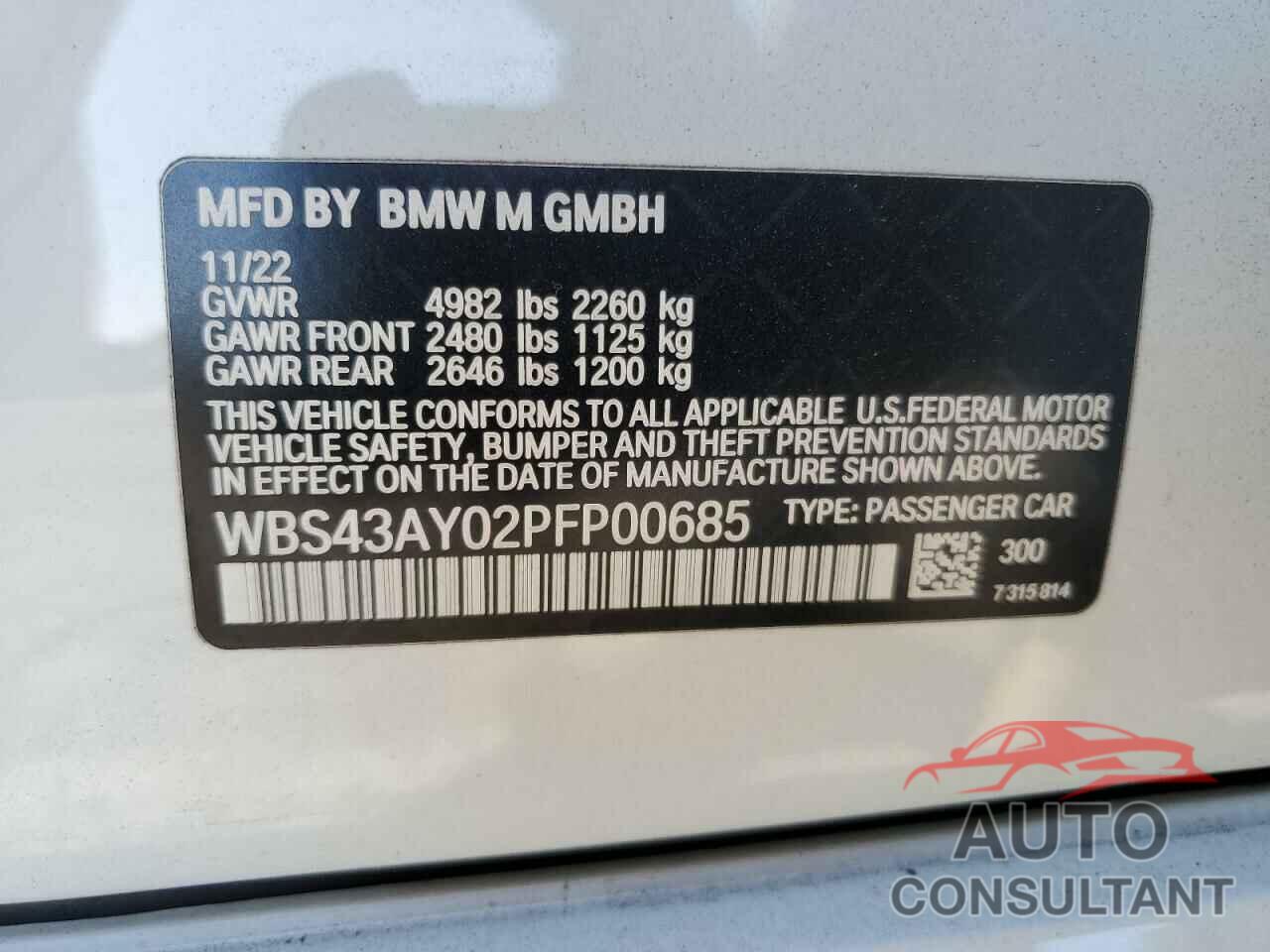 BMW M3 2023 - WBS43AY02PFP00685