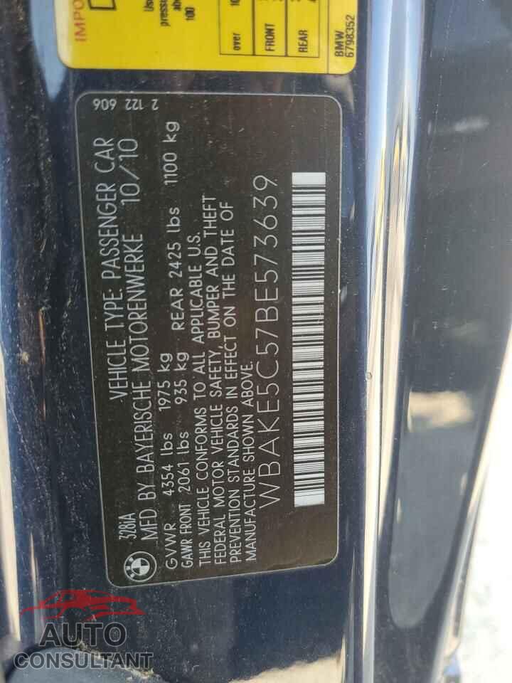 BMW 3 SERIES 2011 - WBAKE5C57BE573639