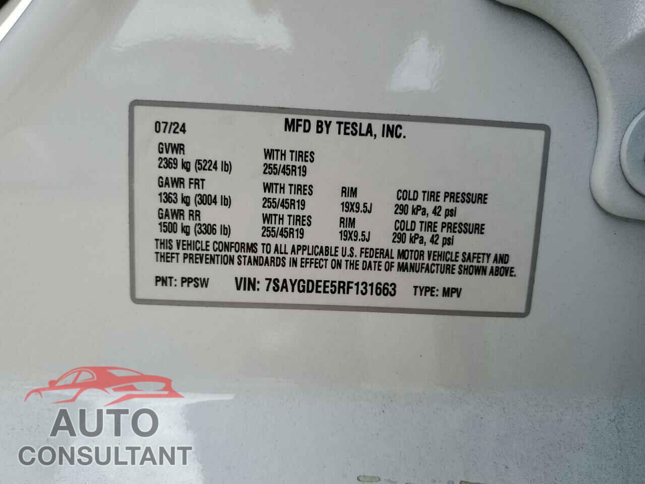 TESLA MODEL Y 2024 - 7SAYGDEE5RF131663