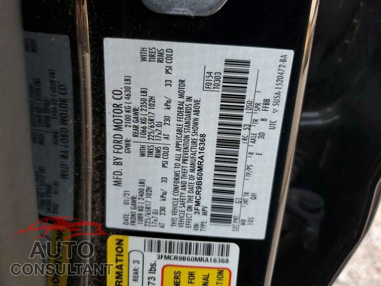 FORD BRONCO 2021 - 3FMCR9B60MRA16368