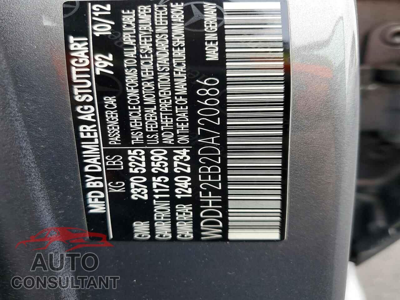 MERCEDES-BENZ E-CLASS 2013 - WDDHF2EB2DA720686