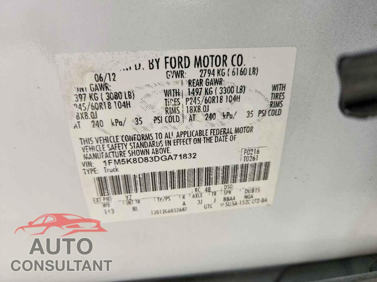 FORD EXPLORER 2013 - 1FM5K8D83DGA71832