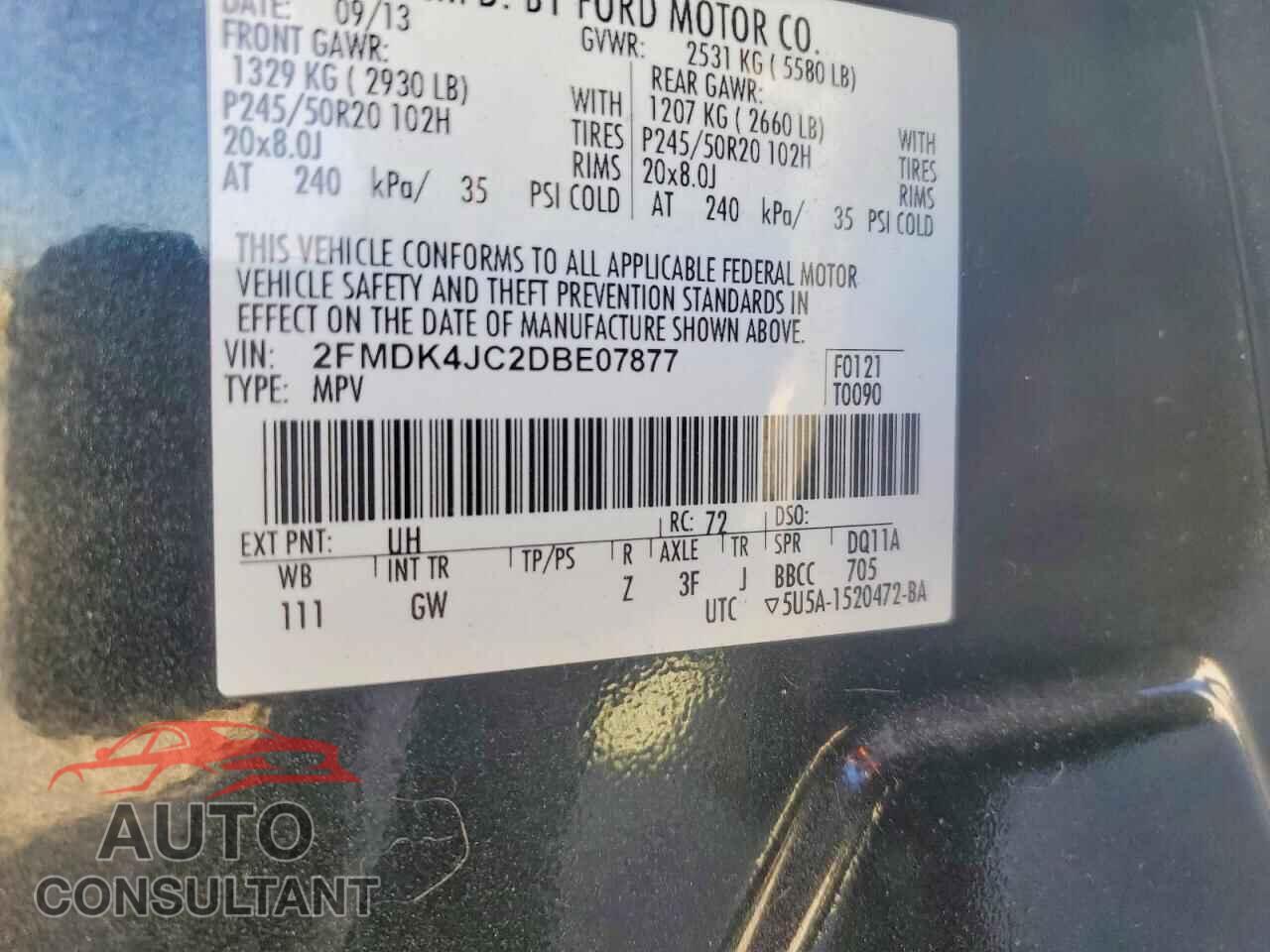 FORD EDGE 2013 - 2FMDK4JC2DBE07877