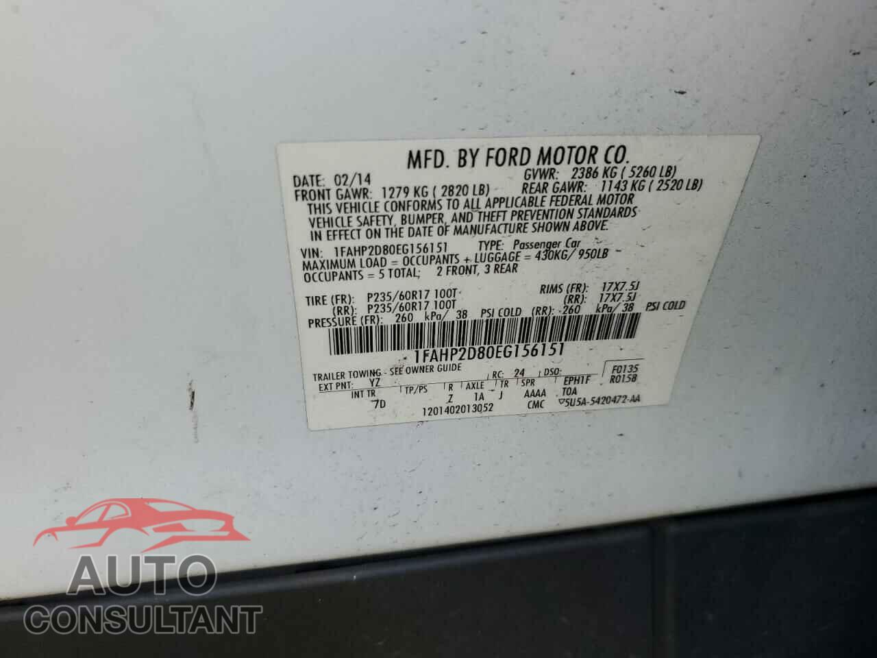 FORD TAURUS 2014 - 1FAHP2D80EG156151