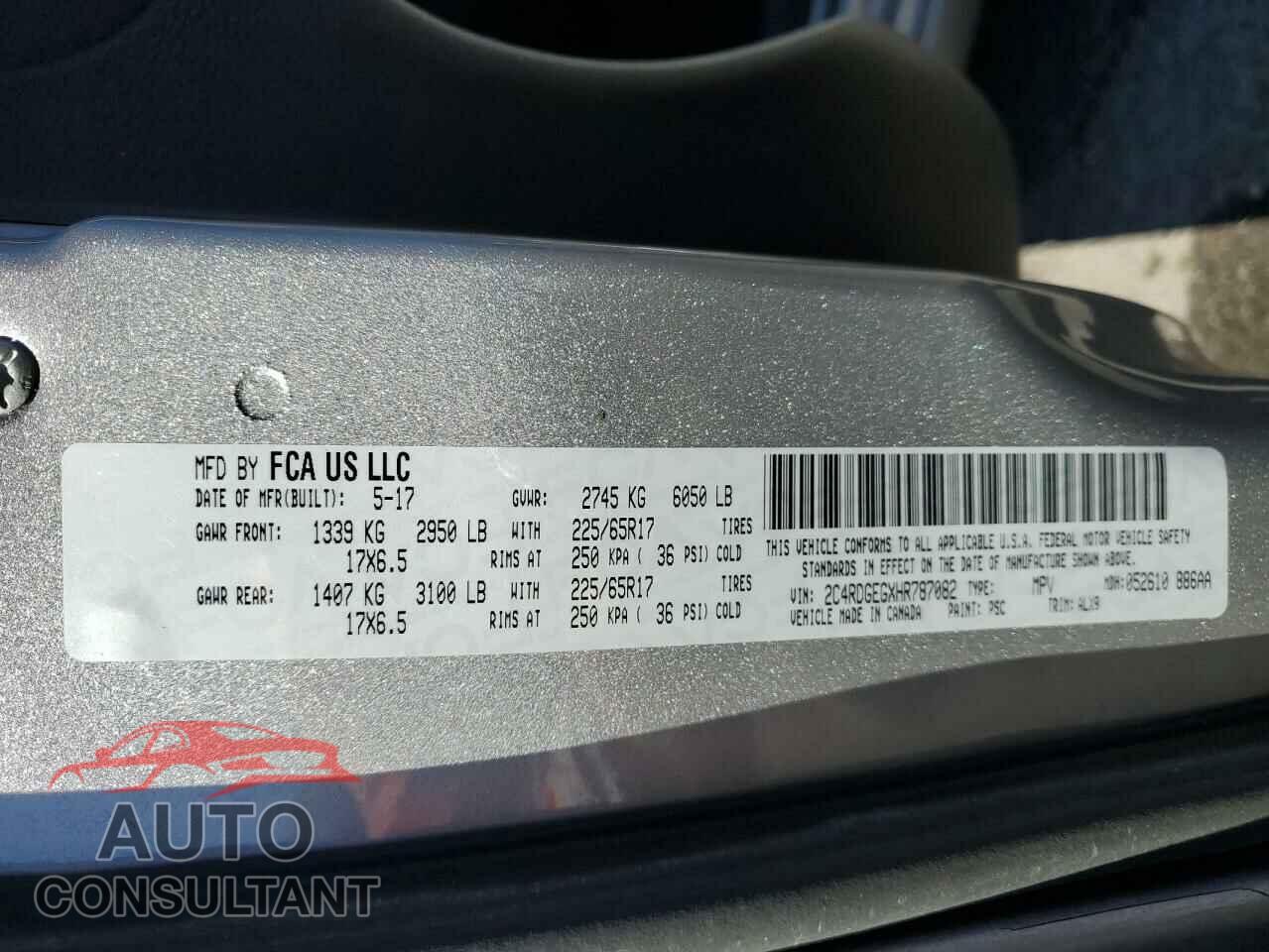 DODGE CARAVAN 2017 - 2C4RDGEGXHR787082