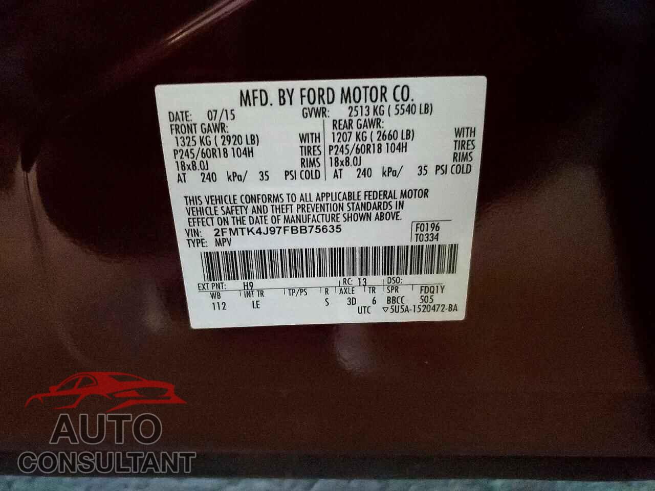 FORD EDGE 2015 - 2FMTK4J97FBB75635