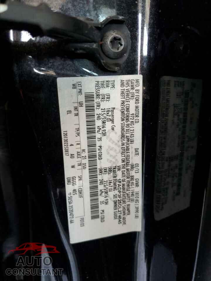 FORD FOCUS 2013 - 1FADP3F25DL274845