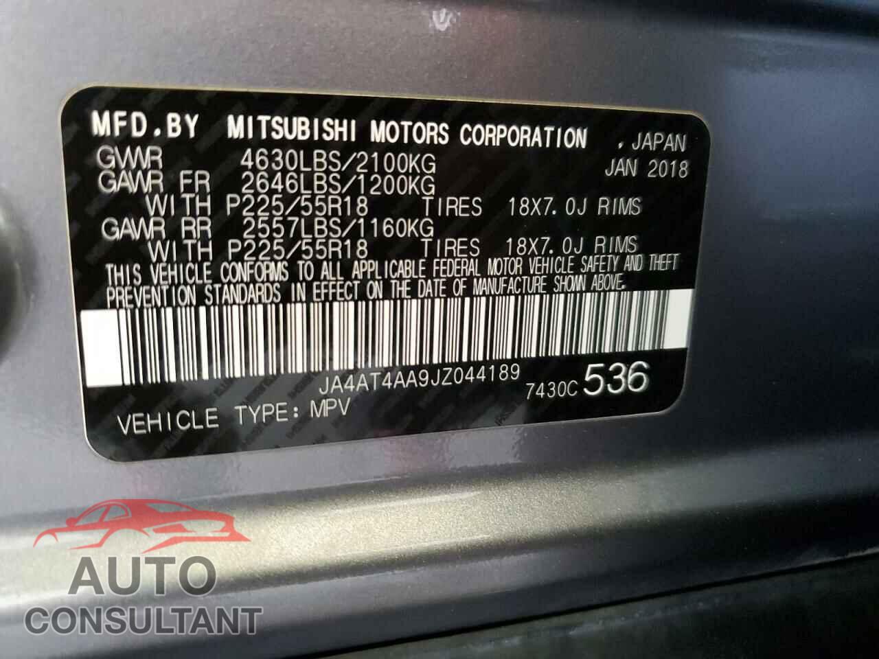 MITSUBISHI ECLIPSE 2018 - JA4AT4AA9JZ044189