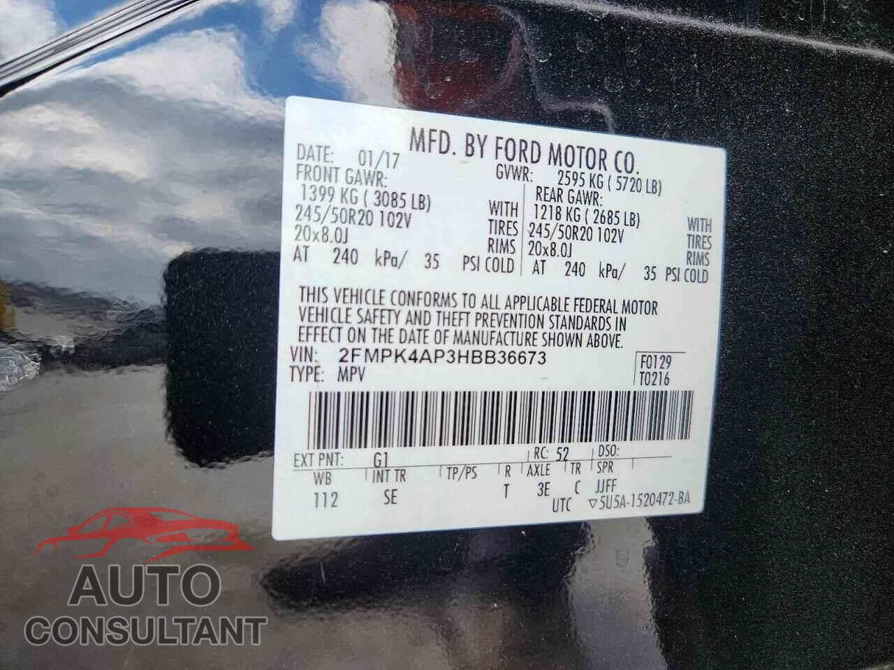 FORD EDGE 2017 - 2FMPK4AP3HBB36673