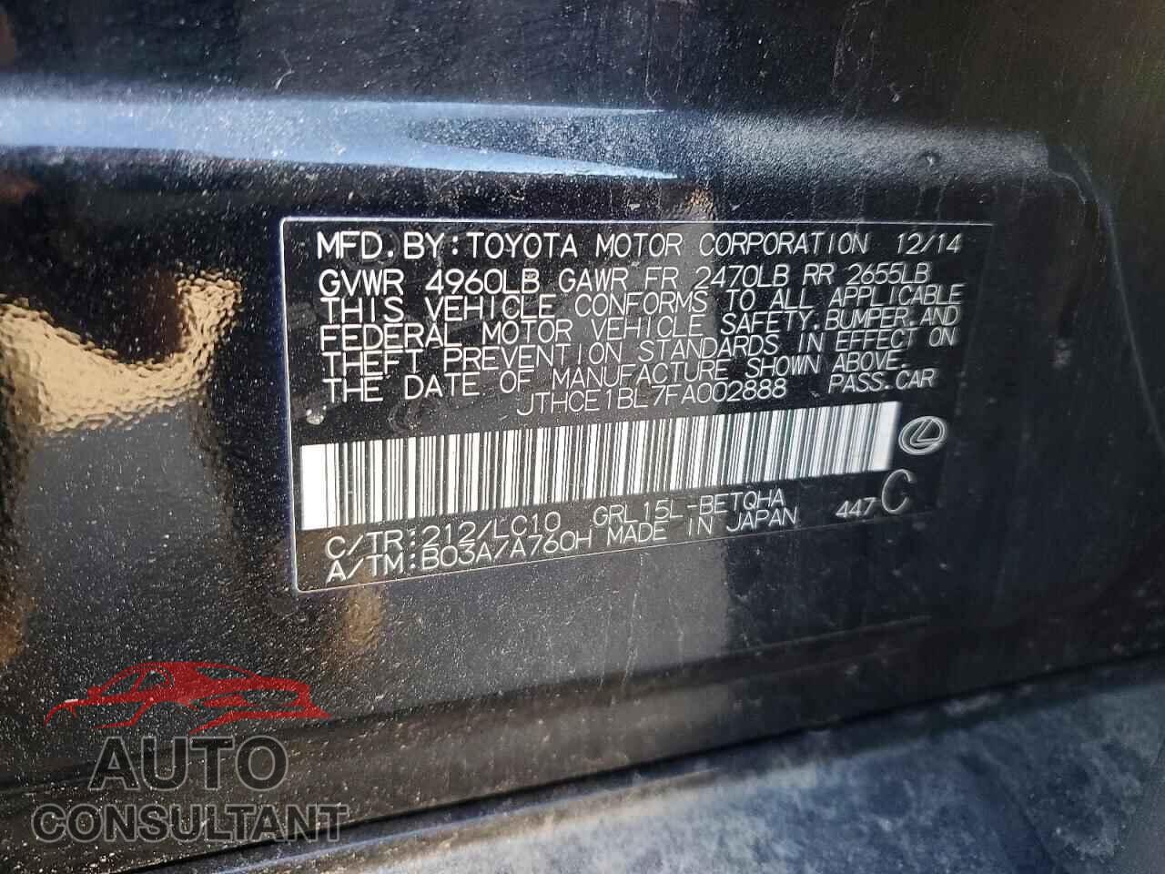 LEXUS GS 350 2015 - JTHCE1BL7FA002888
