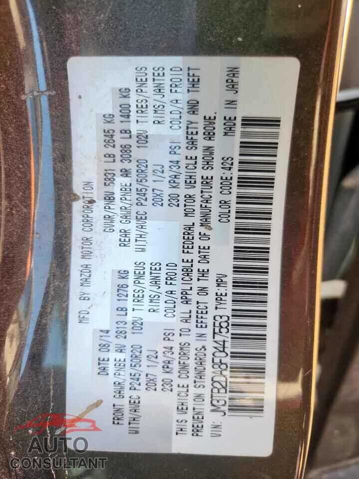 MAZDA CX-9 2015 - JM3TB2DA8F0447553