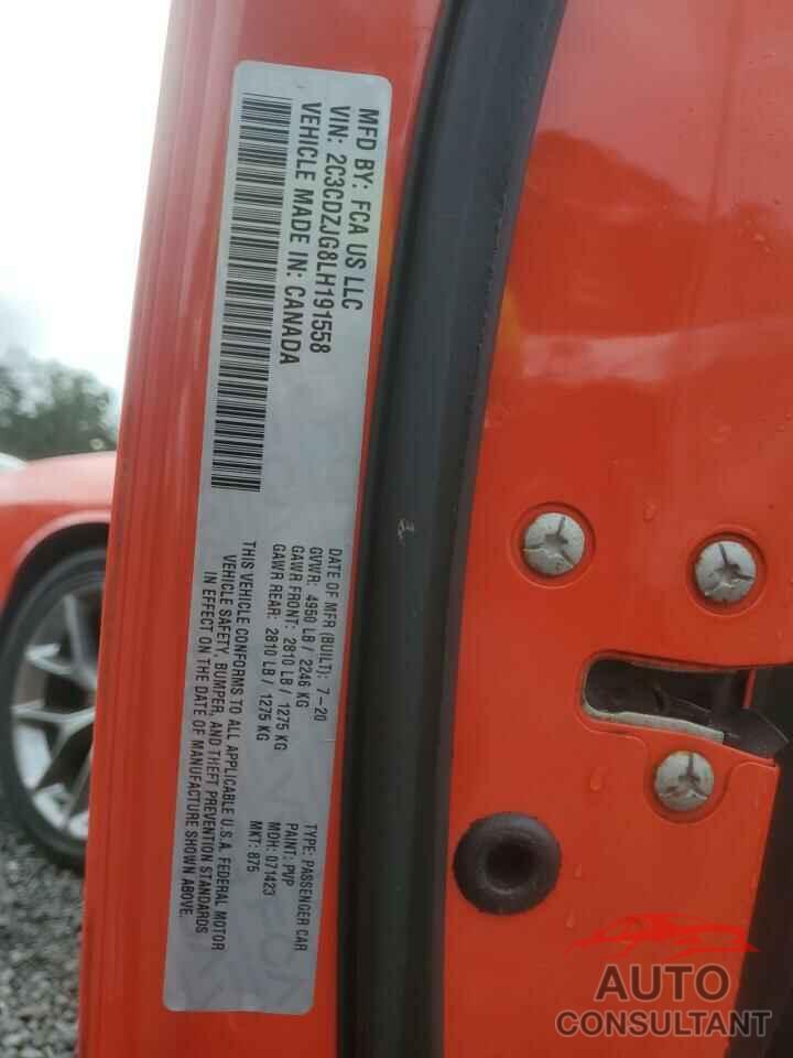 DODGE CHALLENGER 2020 - 2C3CDZJG8LH191558