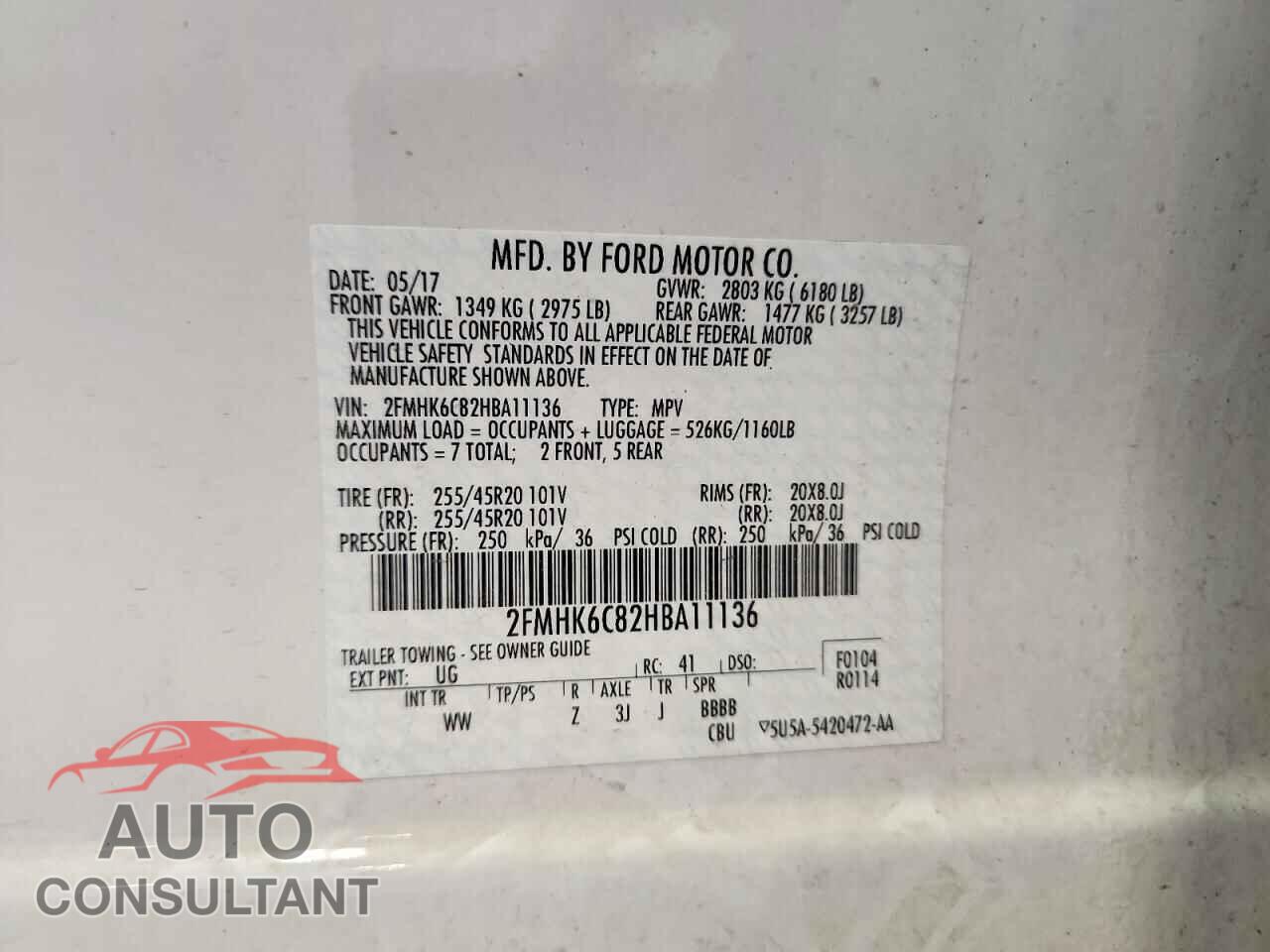 FORD FLEX 2017 - 2FMHK6C82HBA11136