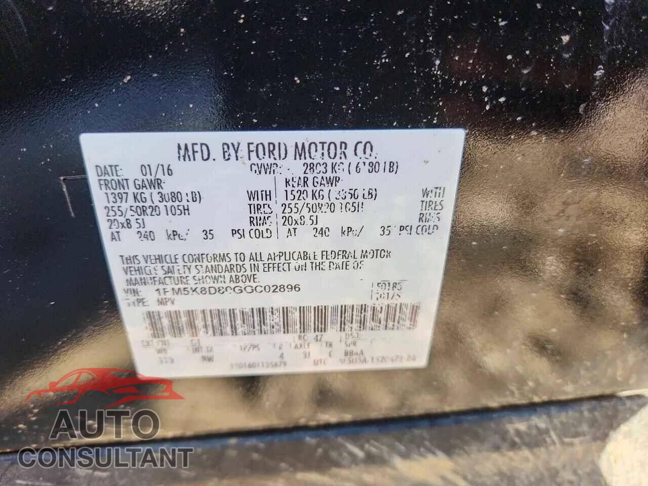 FORD EXPLORER 2016 - 1FM5K8D80GGC02896